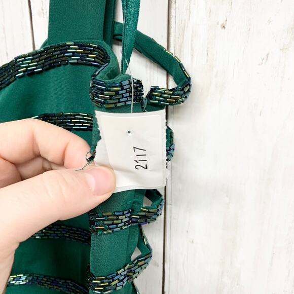 Vintage Niteline Dress Women Size 6 Sleeveless Sequin Detail Mini Emerald Green - Picture 2 of 8